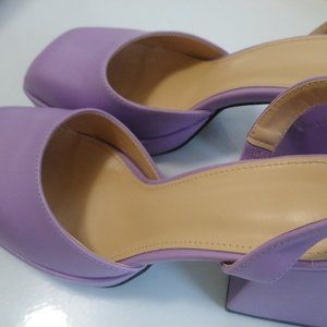 SHEIN square toed slingback platform pumps